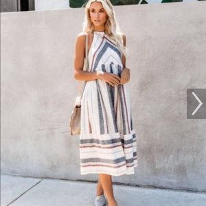 VICI collection striped cotton pocket midi dress